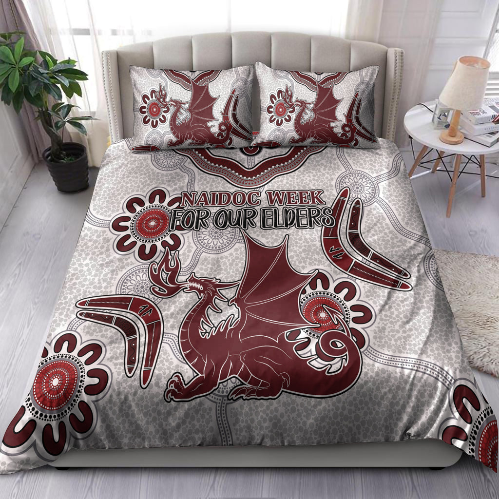 Australia Illawarra and St George Naidoc Bedding Set - Custom For Our Elders Boomerangs White Bedding Set - Vibe Hoodie Shop
