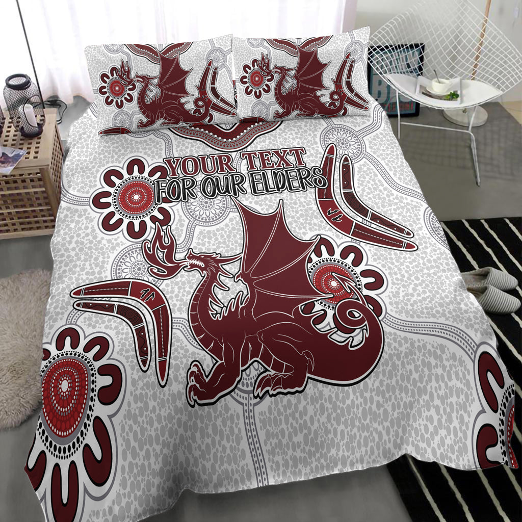 Australia Illawarra and St George Naidoc Bedding Set - Custom For Our Elders Boomerangs White Bedding Set - Vibe Hoodie Shop