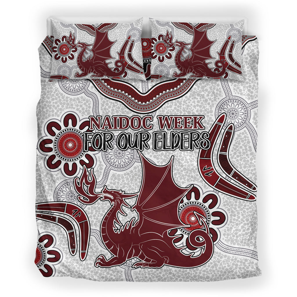 Australia Illawarra and St George Naidoc Bedding Set - Custom For Our Elders Boomerangs White Bedding Set - Vibe Hoodie Shop