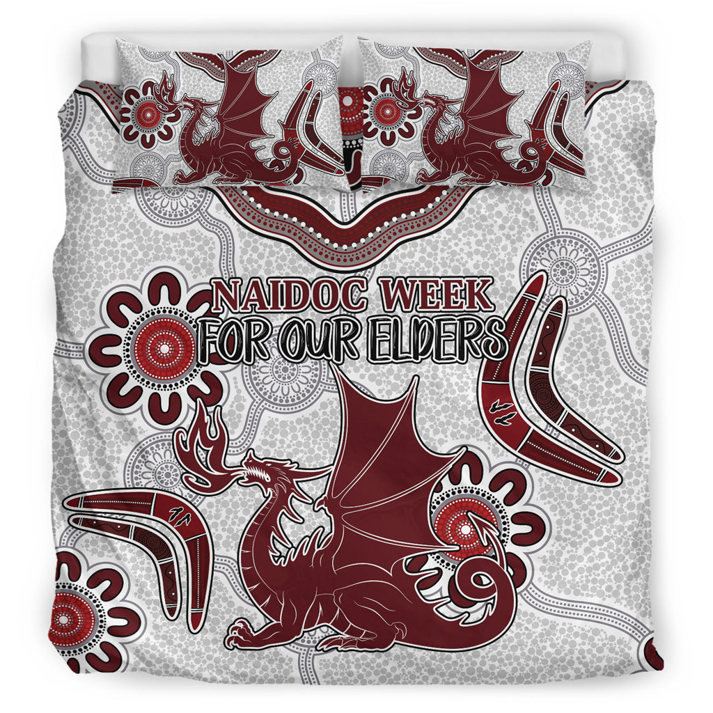 Australia Illawarra and St George Naidoc Bedding Set - Custom For Our Elders Boomerangs White Bedding Set - Vibe Hoodie Shop