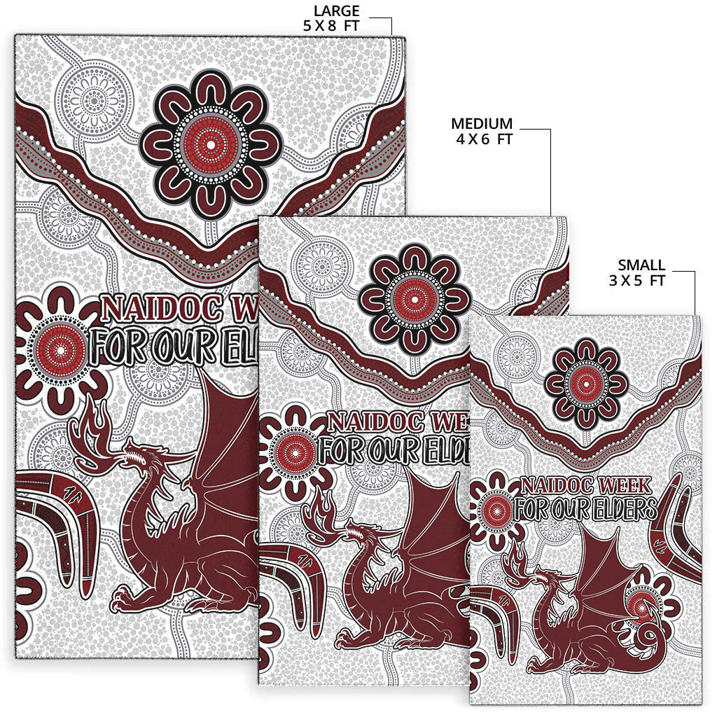 Australia Illawarra and St George Naidoc Area Rug - Custom For Our Elders Boomerangs White Area Rug - Vibe Hoodie Shop