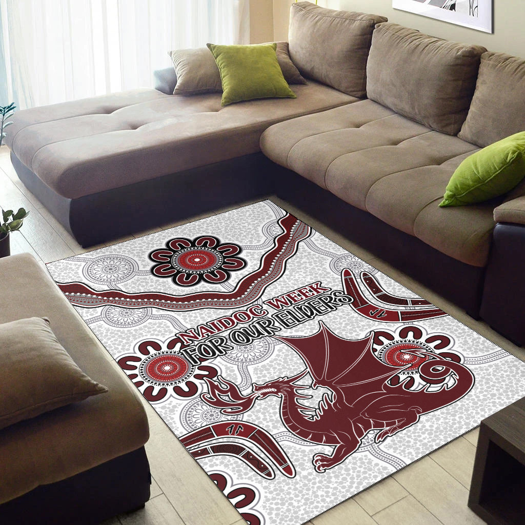 Australia Illawarra and St George Naidoc Area Rug - Custom For Our Elders Boomerangs White Area Rug - Vibe Hoodie Shop