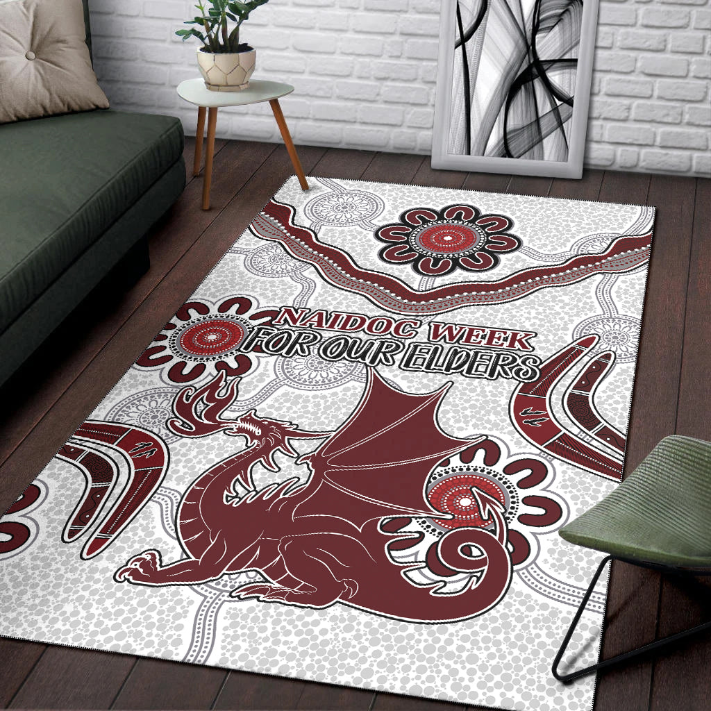 Australia Illawarra and St George Naidoc Area Rug - Custom For Our Elders Boomerangs White Area Rug - Vibe Hoodie Shop