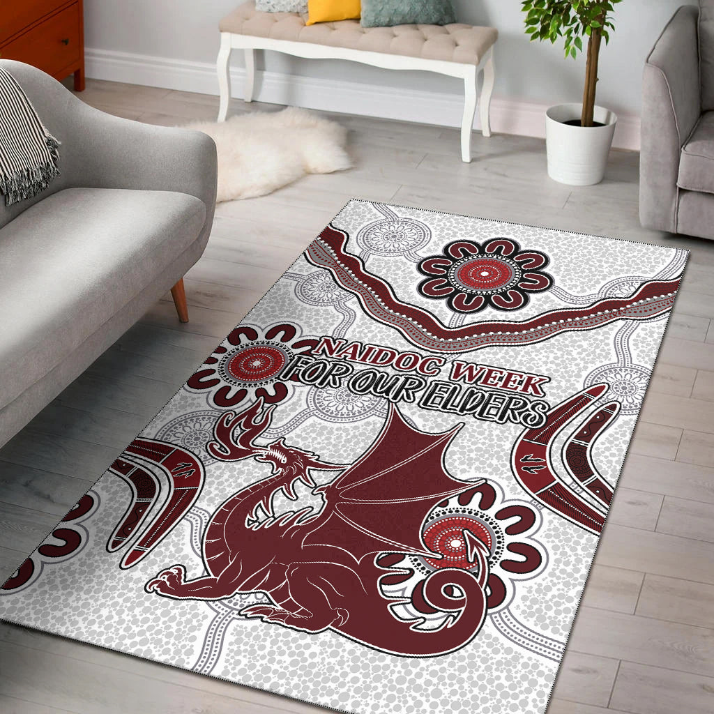 Australia Illawarra and St George Naidoc Area Rug - Custom For Our Elders Boomerangs White Area Rug - Vibe Hoodie Shop