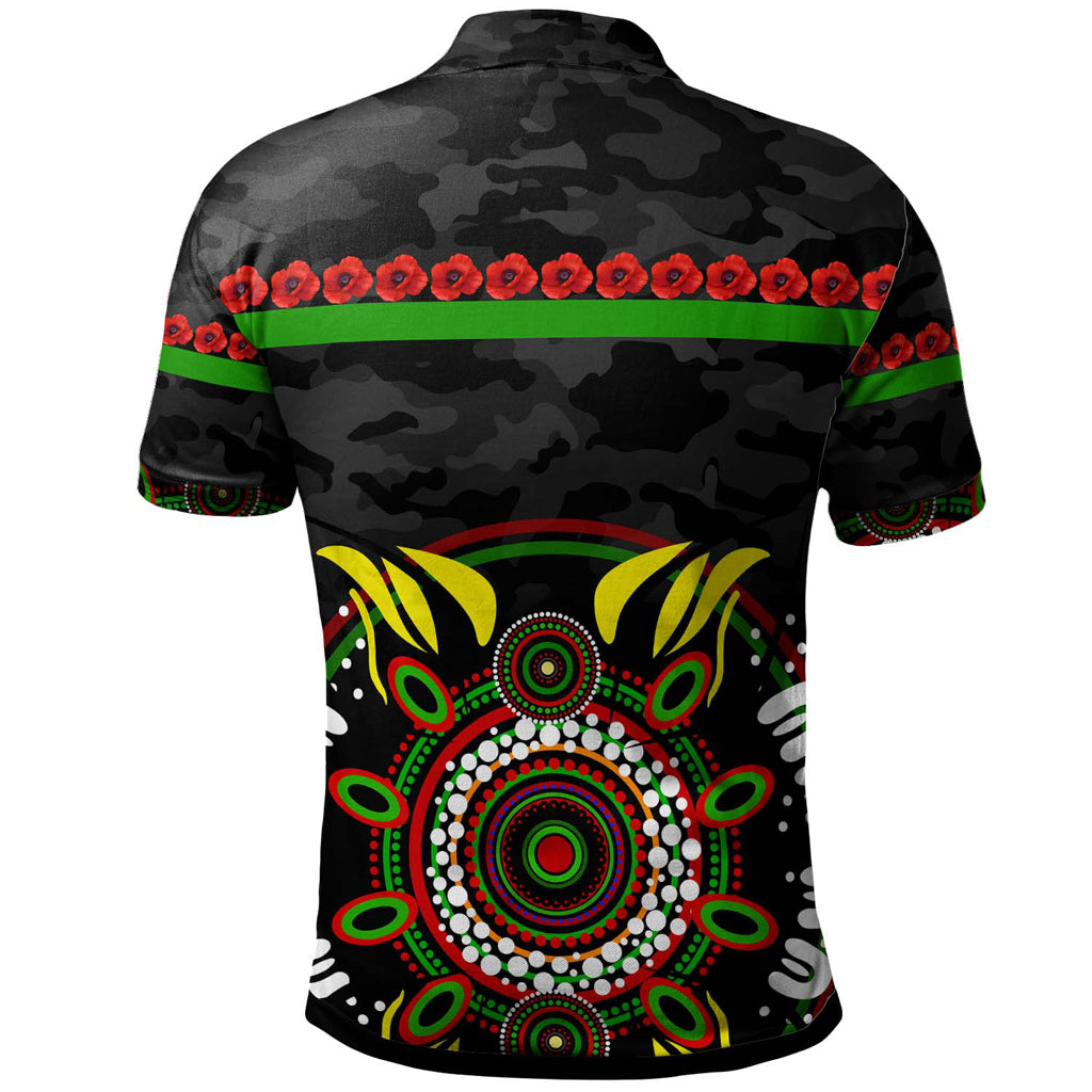 Australia Sydney Anzac Custom Polo Shirt - Poppies Rabbits and Aboriginal Inspired Polo Shirt - Vibe Hoodie Shop