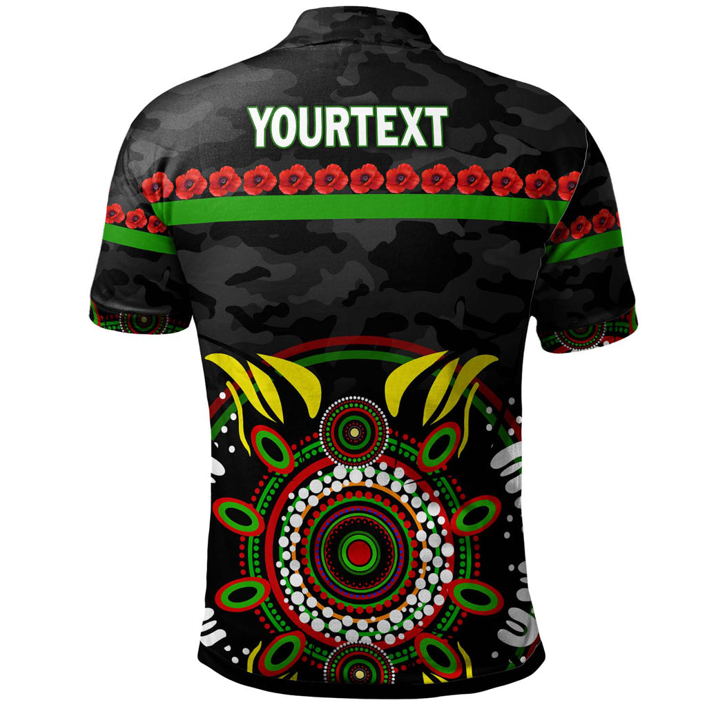 Australia Sydney Anzac Custom Polo Shirt - Poppies Rabbits and Aboriginal Inspired Polo Shirt - Vibe Hoodie Shop