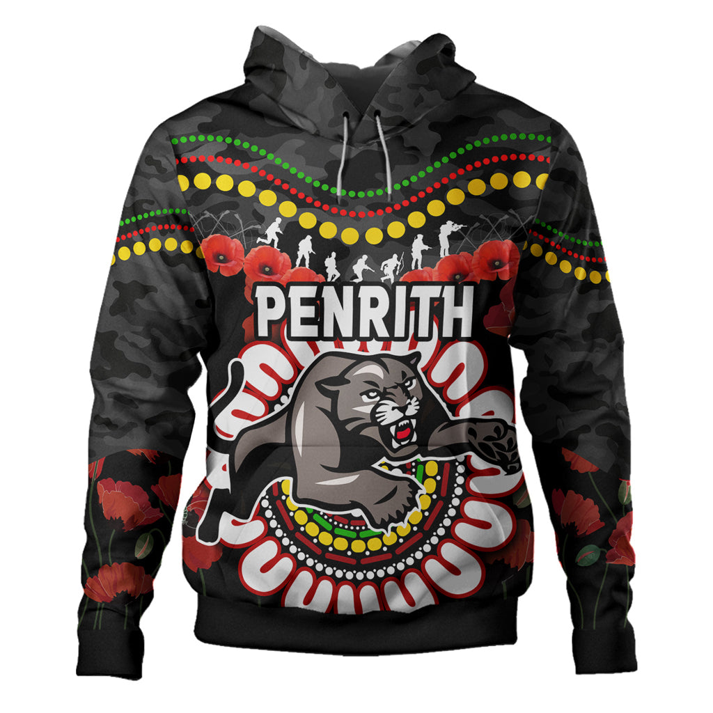 Australia Penrith Anzac Custom Hoodie - Poppies Penrith and Aboriginal Inspired Hoodie - Vibe Hoodie Shop