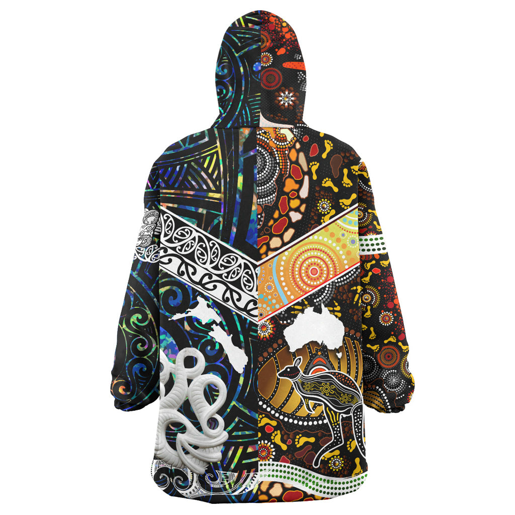 Australia Aboriginal Inspired Wearable Blanket Hoodie - Aotearoa and Australia Indigenous Culture Wearable Blanket Hoodie - Vibe Hoodie Shop