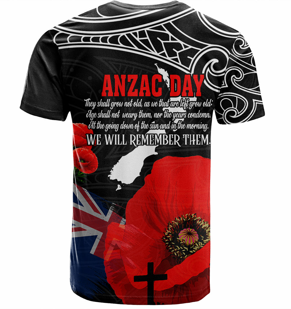 New Zealand Anzac Day Custom T-shirt - Maori New Zealand Anzac Day Poppies T-shirt - Vibe Hoodie Shop