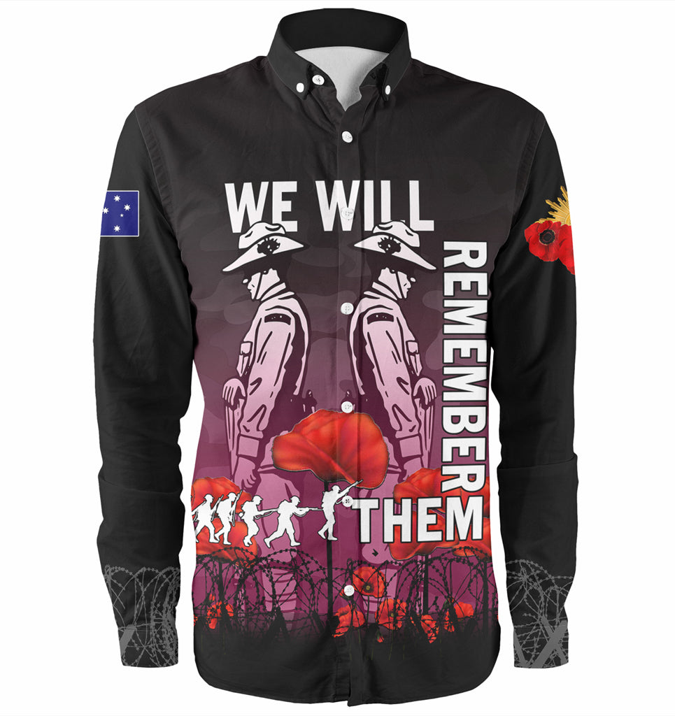 Australia Anzac Day Long Sleeve Shirt - Anzac Day Soldier We Will Remember Them Shirt Pink - Vibe Hoodie Shop