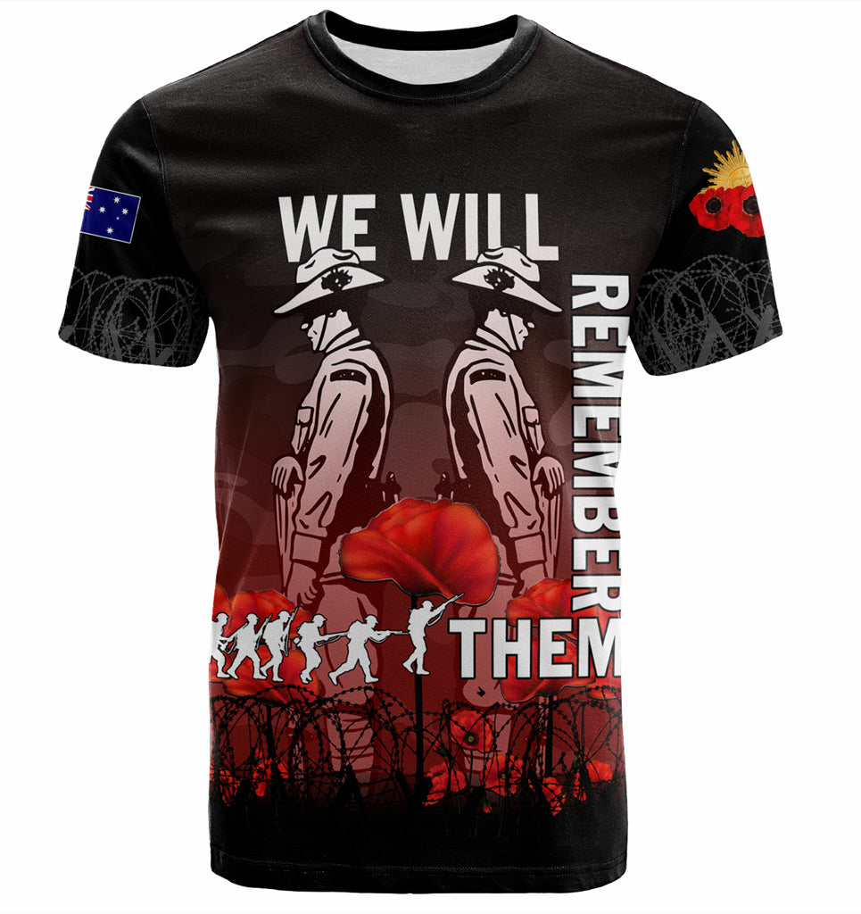 Australia Anzac Day T-shirt - Anzac Day Soldier We Will Remember Them T-shirt Red - Vibe Hoodie Shop