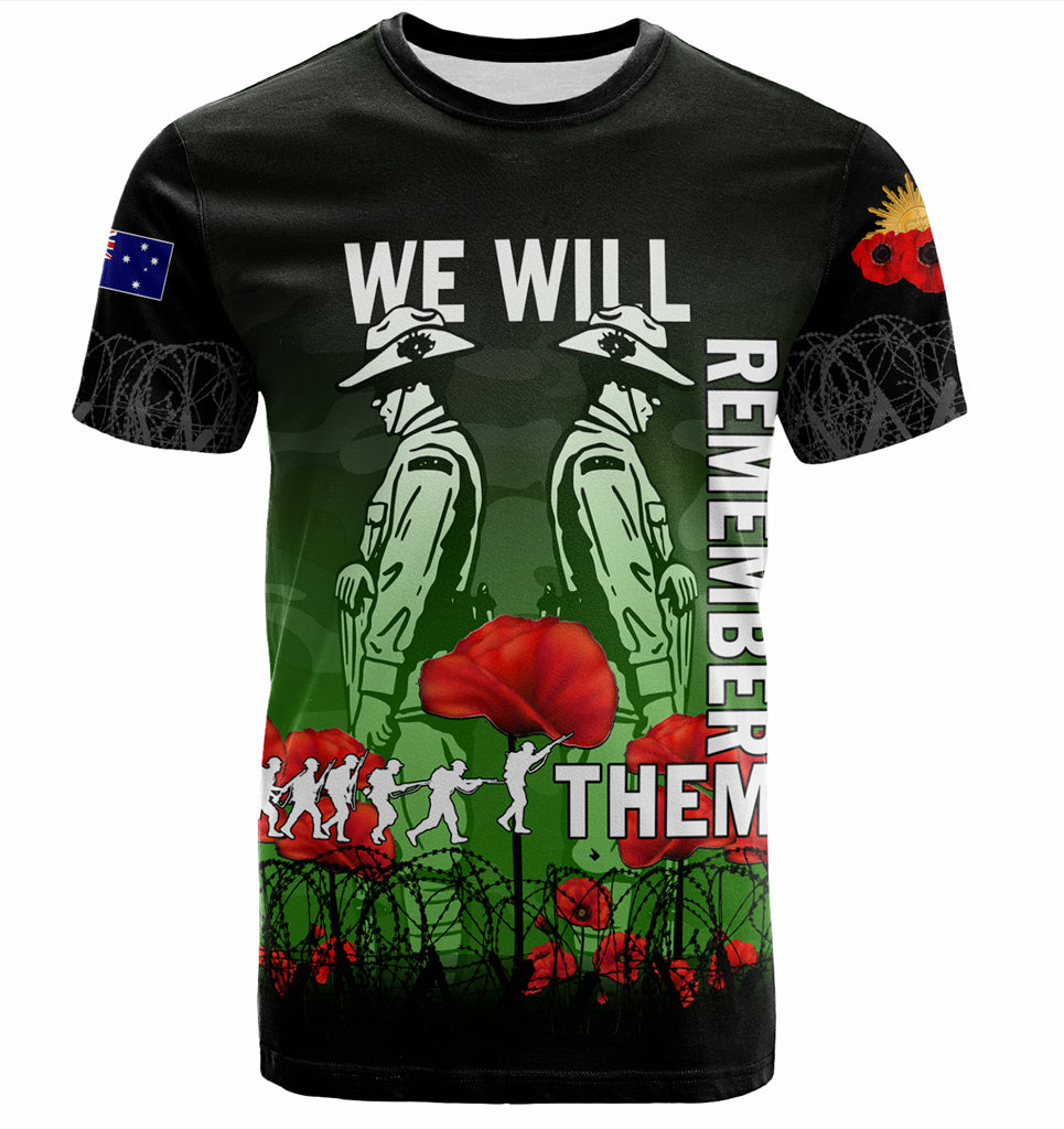 Australia Anzac Day T-shirt - Anzac Day Soldier We Will Remember Them T-shirt Green - Vibe Hoodie Shop