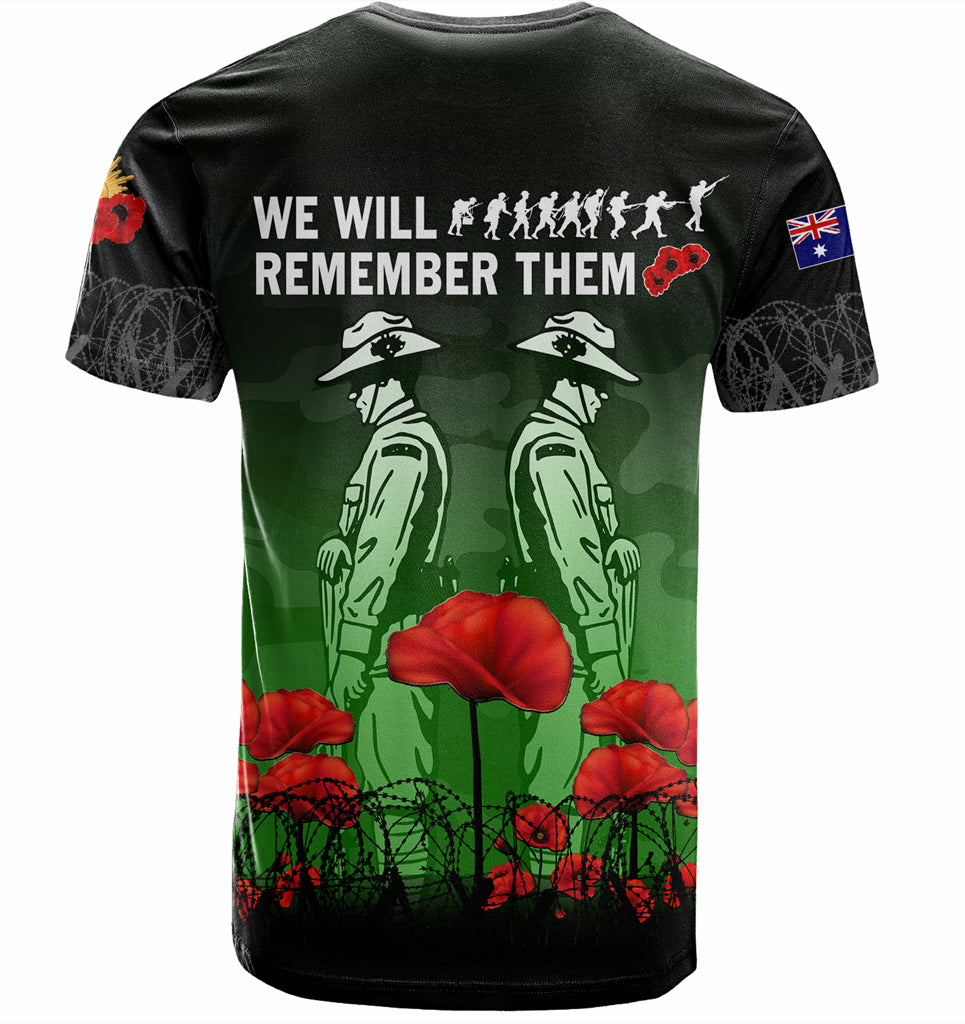 Australia Anzac Day T-shirt - Anzac Day Soldier We Will Remember Them T-shirt Green - Vibe Hoodie Shop