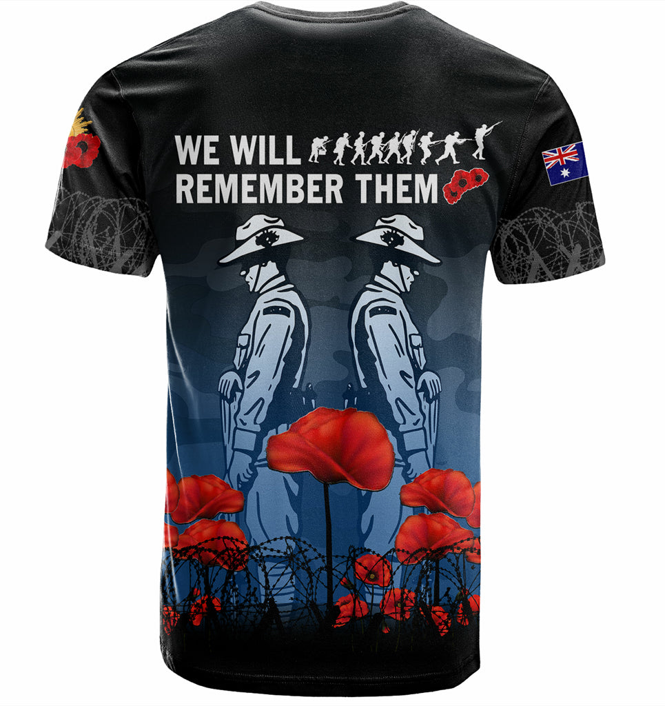 Australia Anzac Day T-shirt - Anzac Day Soldier We Will Remember Them T-shirt Blue - Vibe Hoodie Shop