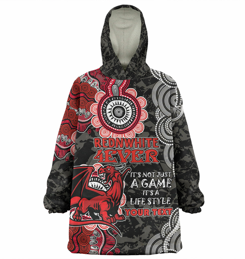 Australia Illawarra and St George Custom Wearable Blanket Hoodie - Red White Forever Wearable Blanket Hoodie - Vibe Hoodie Shop