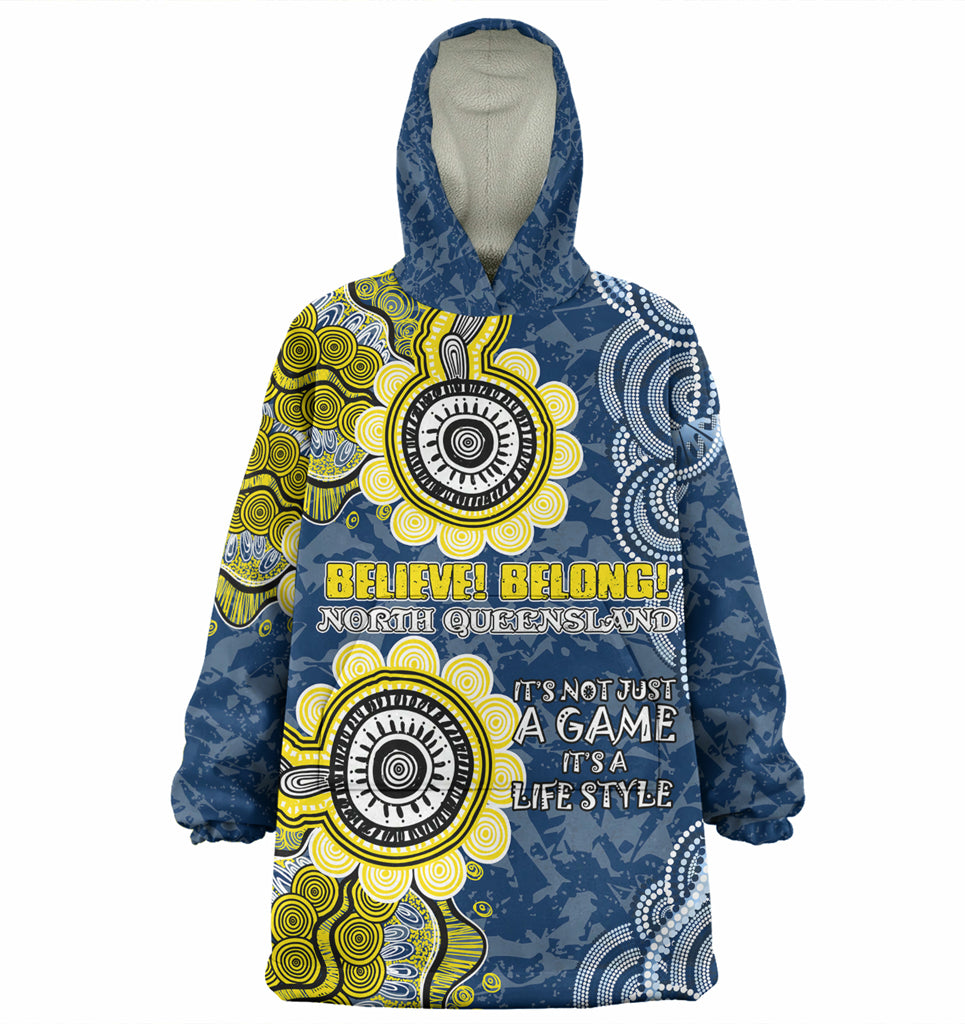 Australia North Queensland Custom Wearable Blanket Hoodie - Believe! Belong! Wearable Blanket Hoodie - Vibe Hoodie Shop