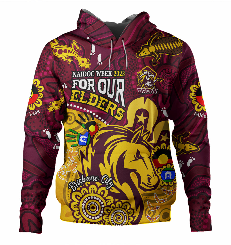Australia Naidoc Week Brisbane City Hoodie - Bronx For Our Elders Aboriginal Inspired Hoodie Blue - Vibe Hoodie Shop
