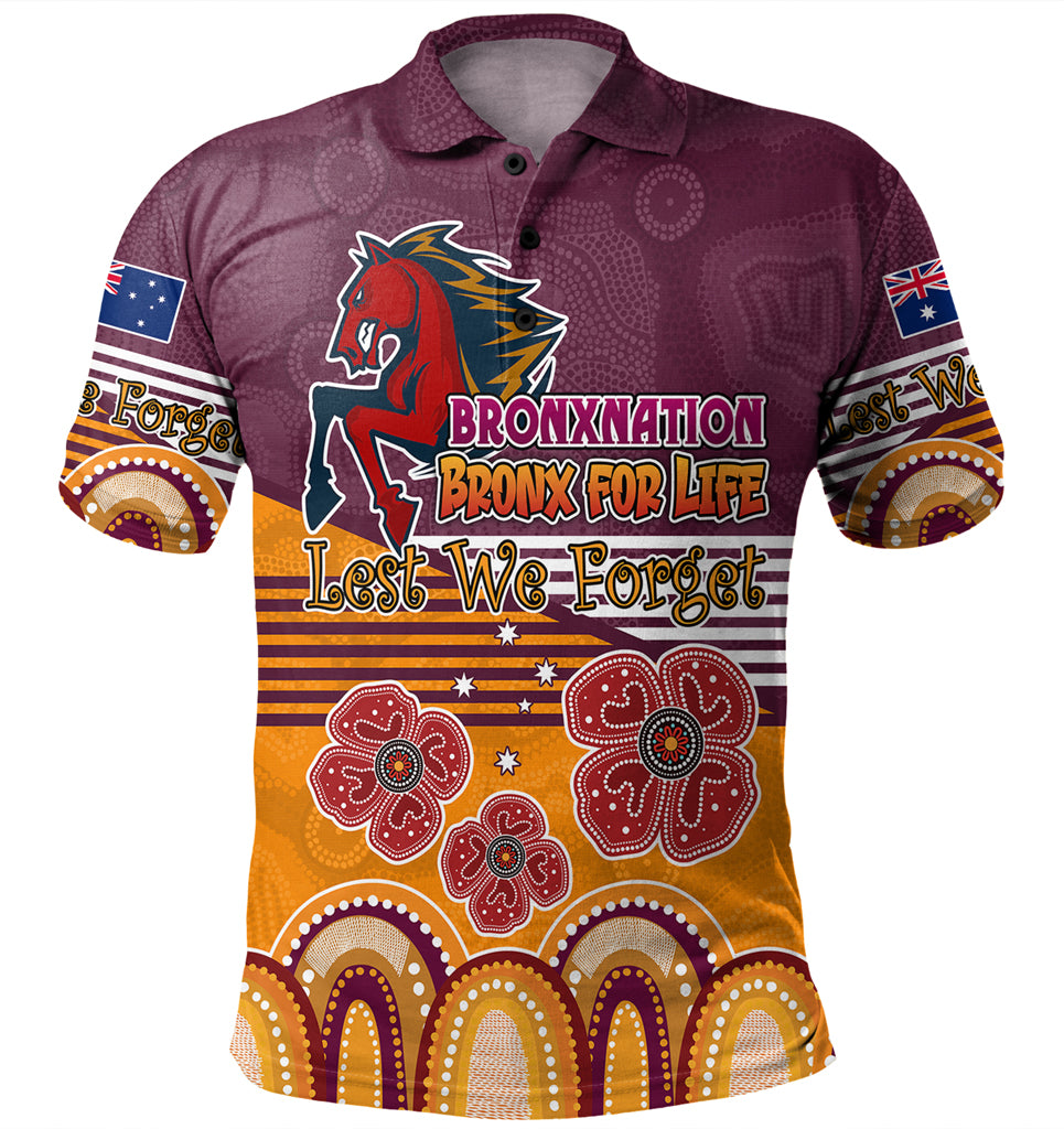 Australia Brisbane City Anzac Custom Polo Shirt - Anzac Day Bronxnation for Life Polo Shirt - Vibe Hoodie Shop