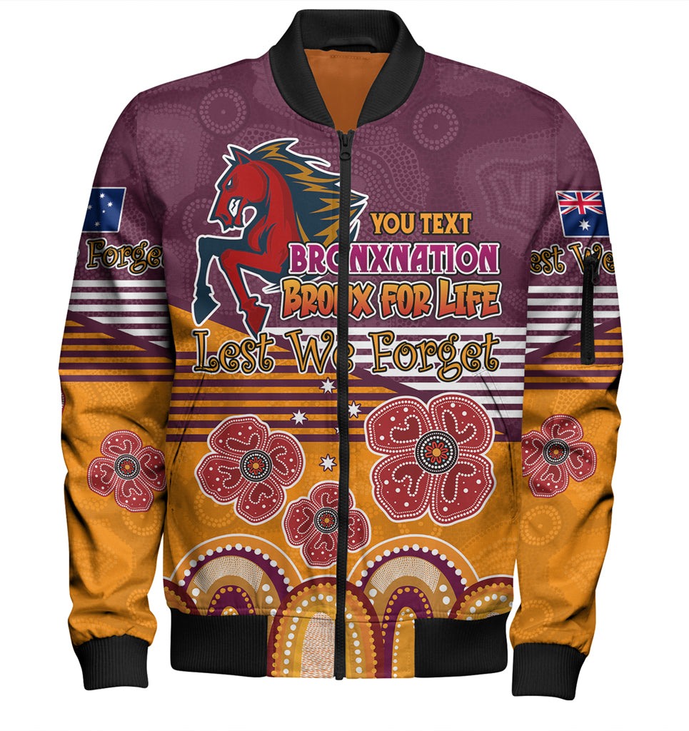 Australia Brisbane City Anzac Custom Bomber Jacket - Anzac Day Bronxnation for Life Bomber Jacket - Vibe Hoodie Shop