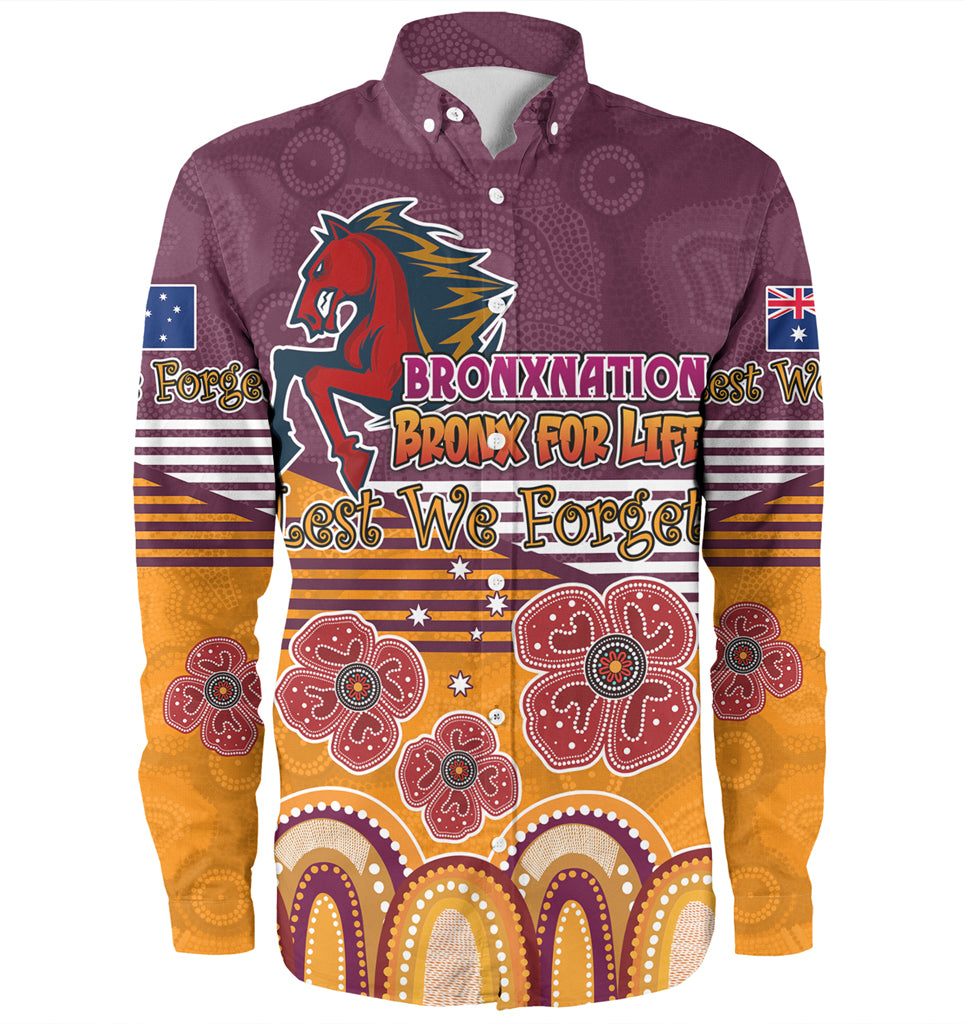 Australia Brisbane City Anzac Custom Long Sleeve Shirt - Anzac Day Bronxnation for Life Shirt - Vibe Hoodie Shop