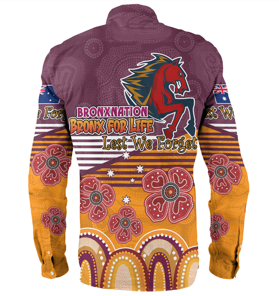 Australia Brisbane City Anzac Custom Long Sleeve Shirt - Anzac Day Bronxnation for Life Shirt - Vibe Hoodie Shop