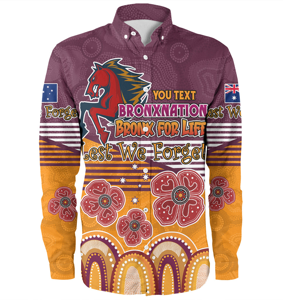 Australia Brisbane City Anzac Custom Long Sleeve Shirt - Anzac Day Bronxnation for Life Shirt - Vibe Hoodie Shop