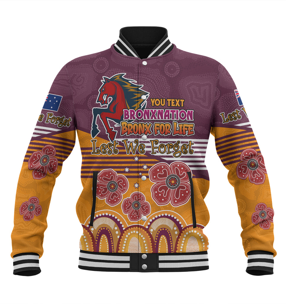 Australia Brisbane City Anzac Custom Baseball Jacket - Anzac Day Bronxnation for Life Jacket - Vibe Hoodie Shop