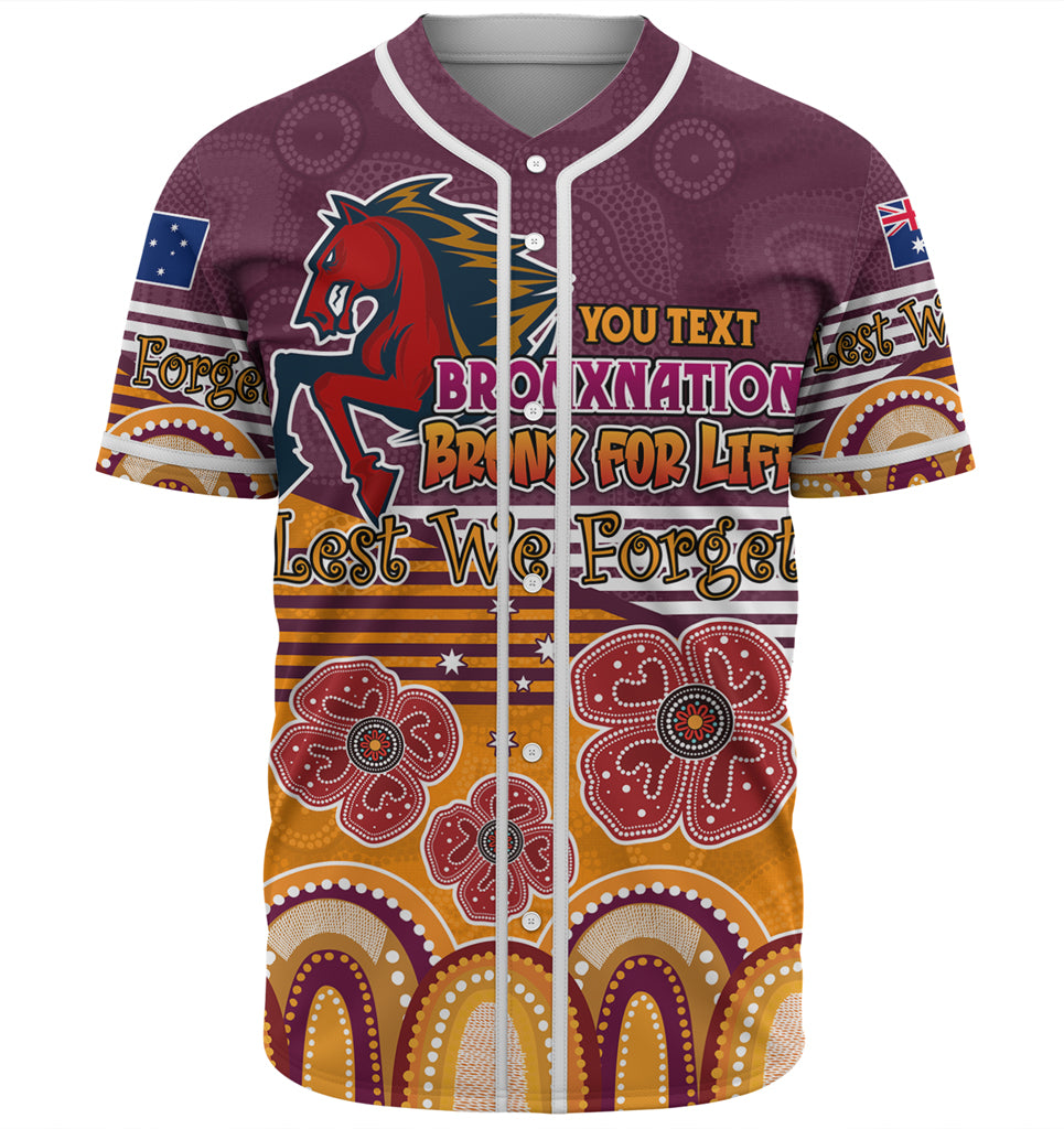 Australia Brisbane City Anzac Custom Baseball Jersey - Anzac Day Bronxnation for Life Shirt - Vibe Hoodie Shop