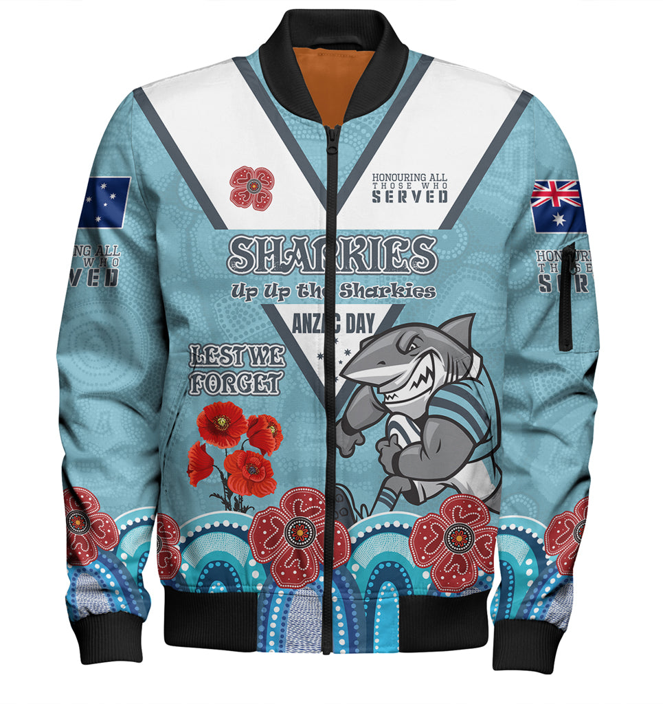 Australia Sutherland and Cronulla Anzac Custom Bomber Jacket - Up Up The Heroes Bomber Jacket - Vibe Hoodie Shop