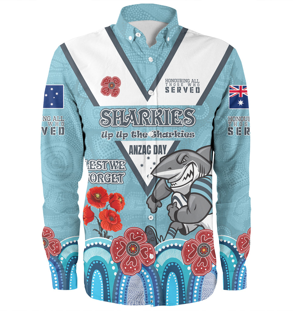 Australia Sutherland and Cronulla Anzac Custom Long Sleeve Shirt - Up Up The Heroes Shirt - Vibe Hoodie Shop