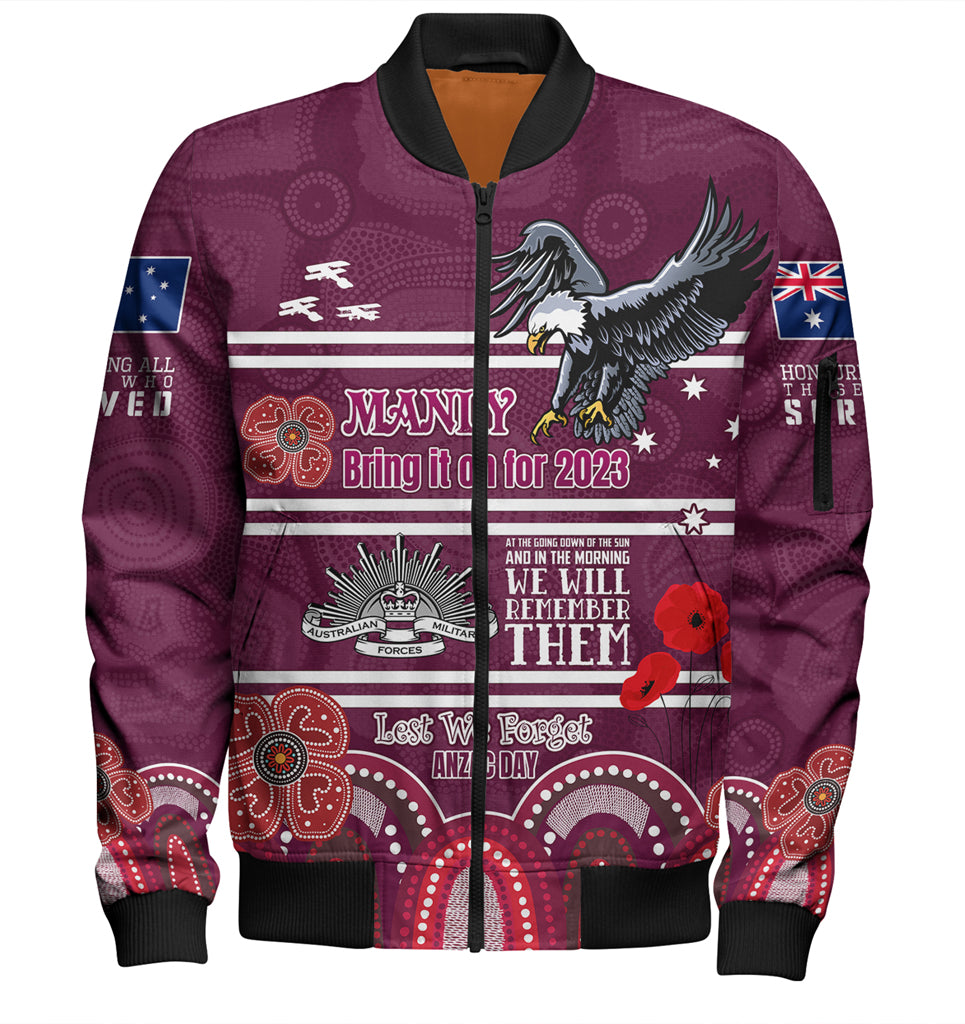 Australia Sydney's Northern Beaches Anzac Custom Bomber Jacket - Manly Bring it on 2023 Bomber Jacket - Vibe Hoodie Shop