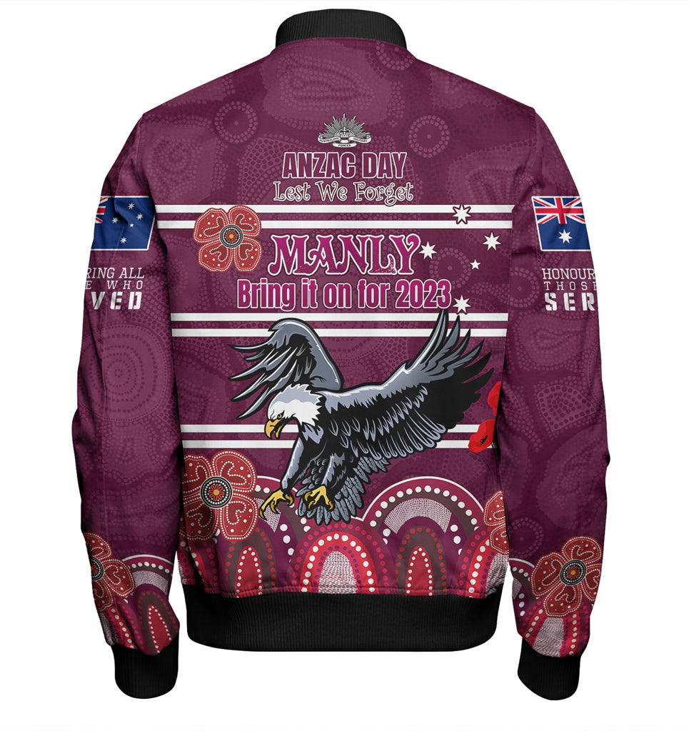 Australia Sydney's Northern Beaches Anzac Custom Bomber Jacket - Manly Bring it on 2023 Bomber Jacket - Vibe Hoodie Shop