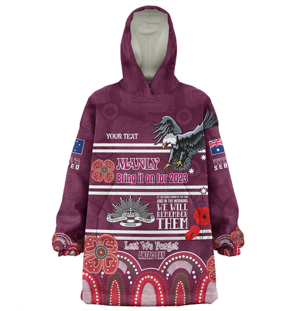 Australia Sydney's Northern Beaches Anzac Custom Wearable Blanket Hoodie - Manly Bring it on 2023 Wearable Blanket Hoodie - Vibe Hoodie Shop