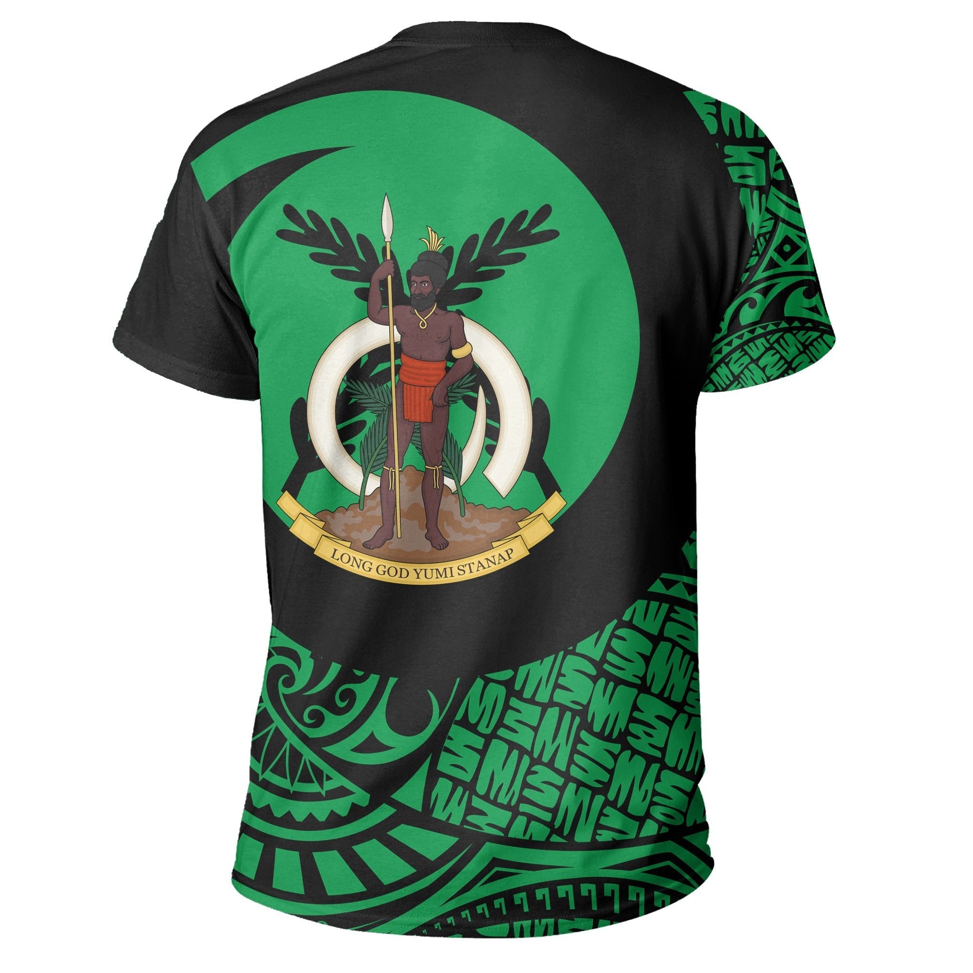 Vanuatu T shirt - Tribal Boar's Tusk - Green - Vibe Hoodie Shop