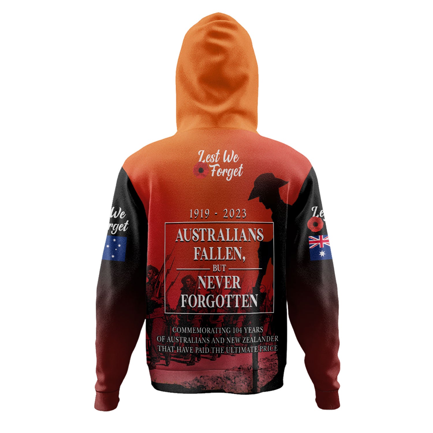 Australia Anzac Day Custom Hoodie - Lest We For Get Anzac Quotes Hoodie - Vibe Hoodie Shop