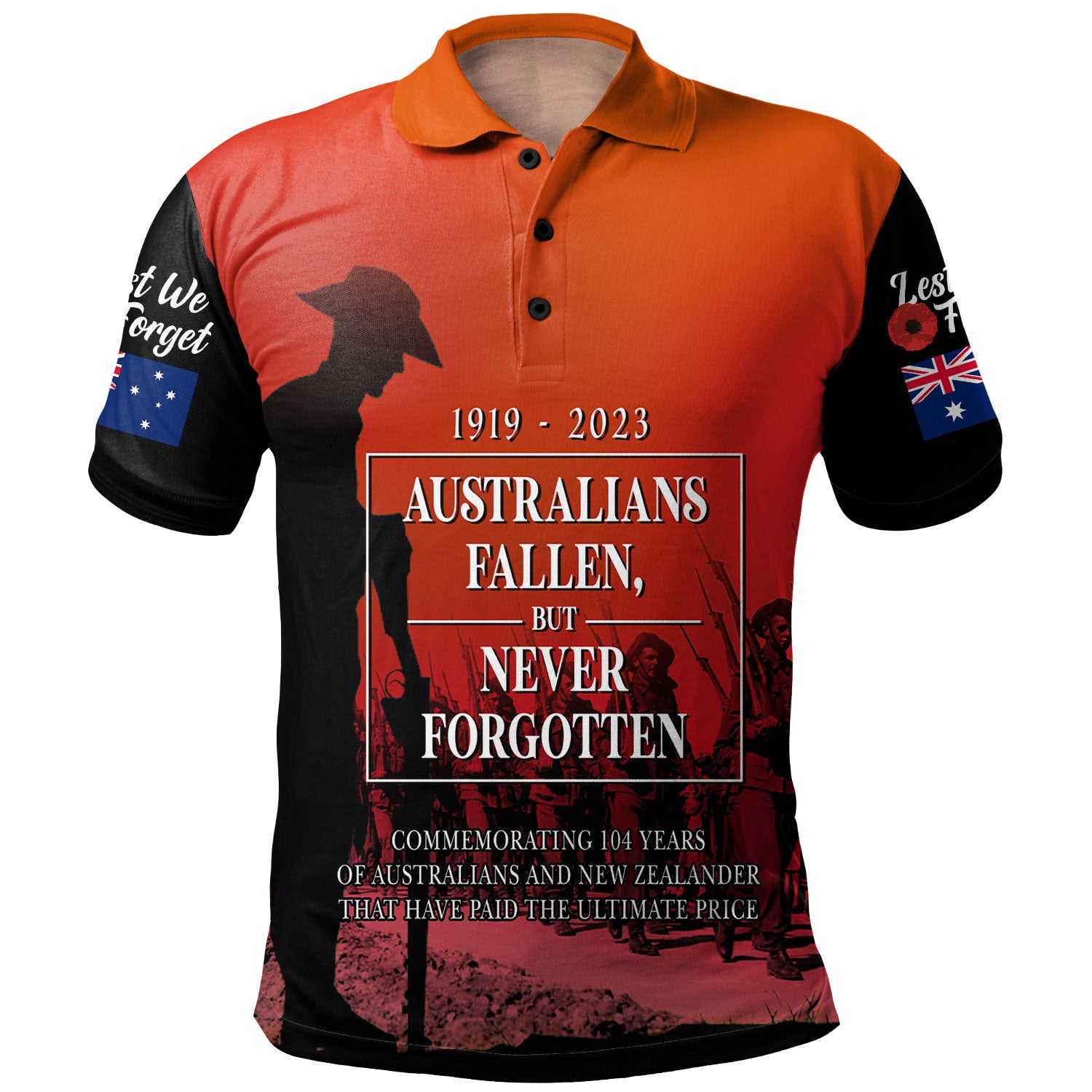 Australia Anzac Day Custom Polo Shirt - Lest We For Get Anzac Quotes Polo Shirt - Vibe Hoodie Shop