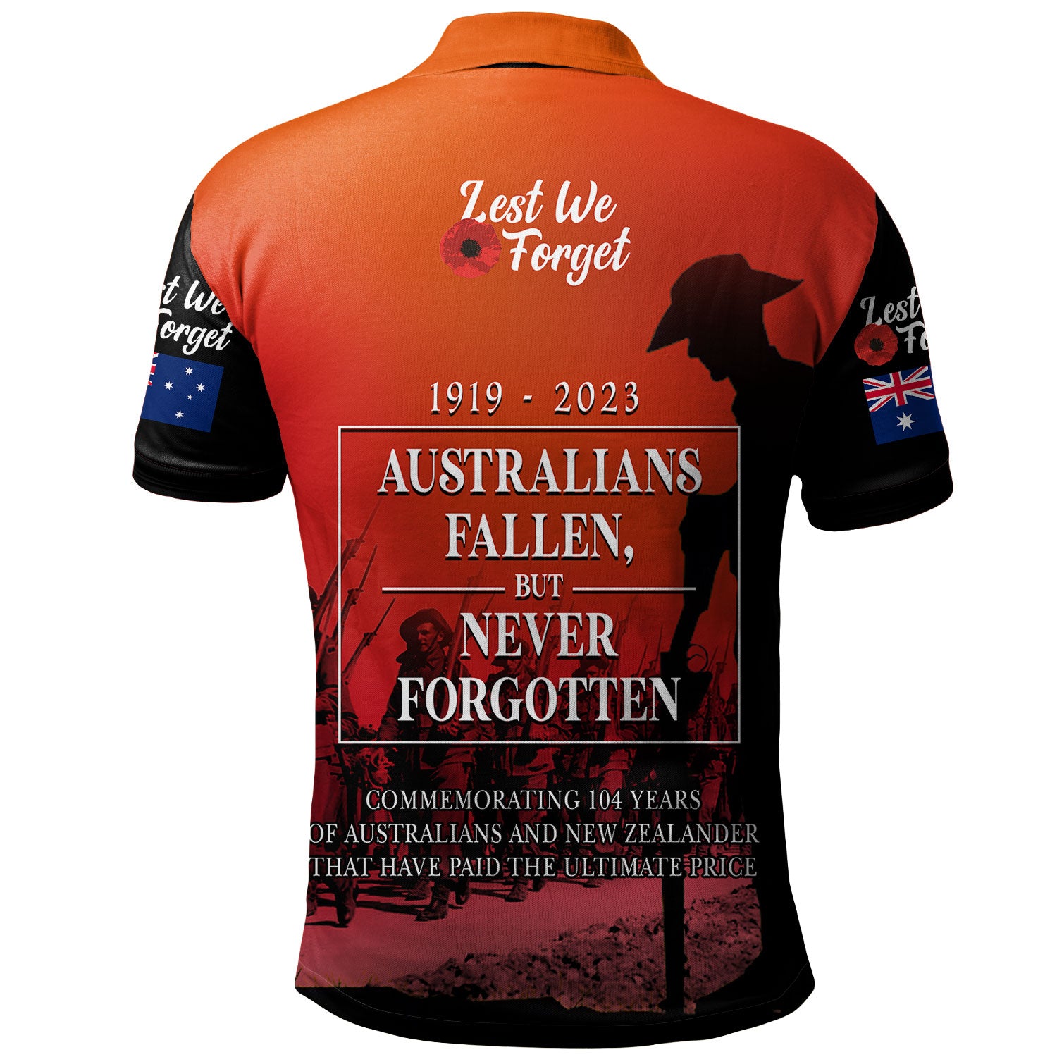 Australia Anzac Day Custom Polo Shirt - Lest We For Get Anzac Quotes Polo Shirt - Vibe Hoodie Shop