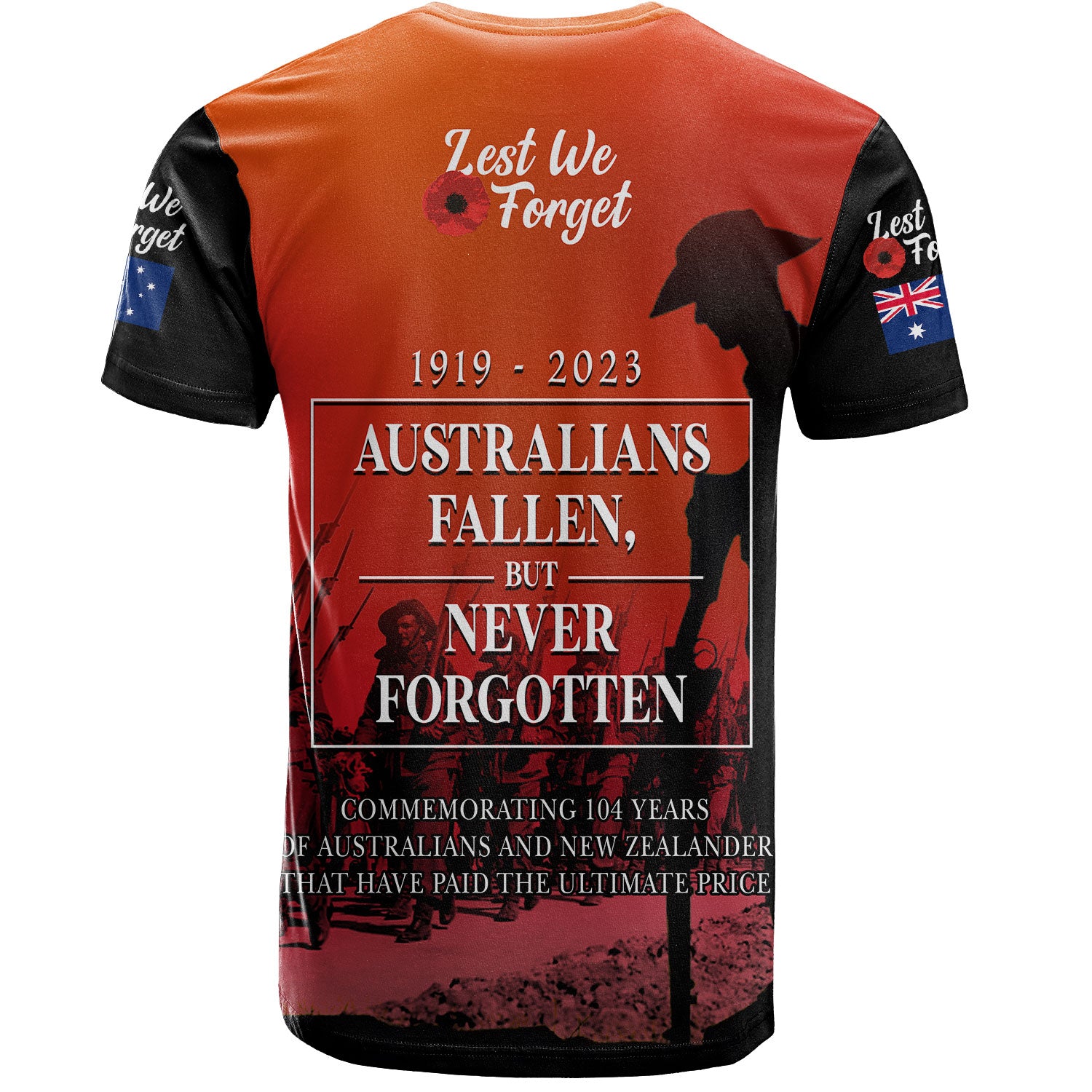 Australia Anzac Day Custom T-shirt - Lest We For Get Anzac Quotes T-shirt - Vibe Hoodie Shop