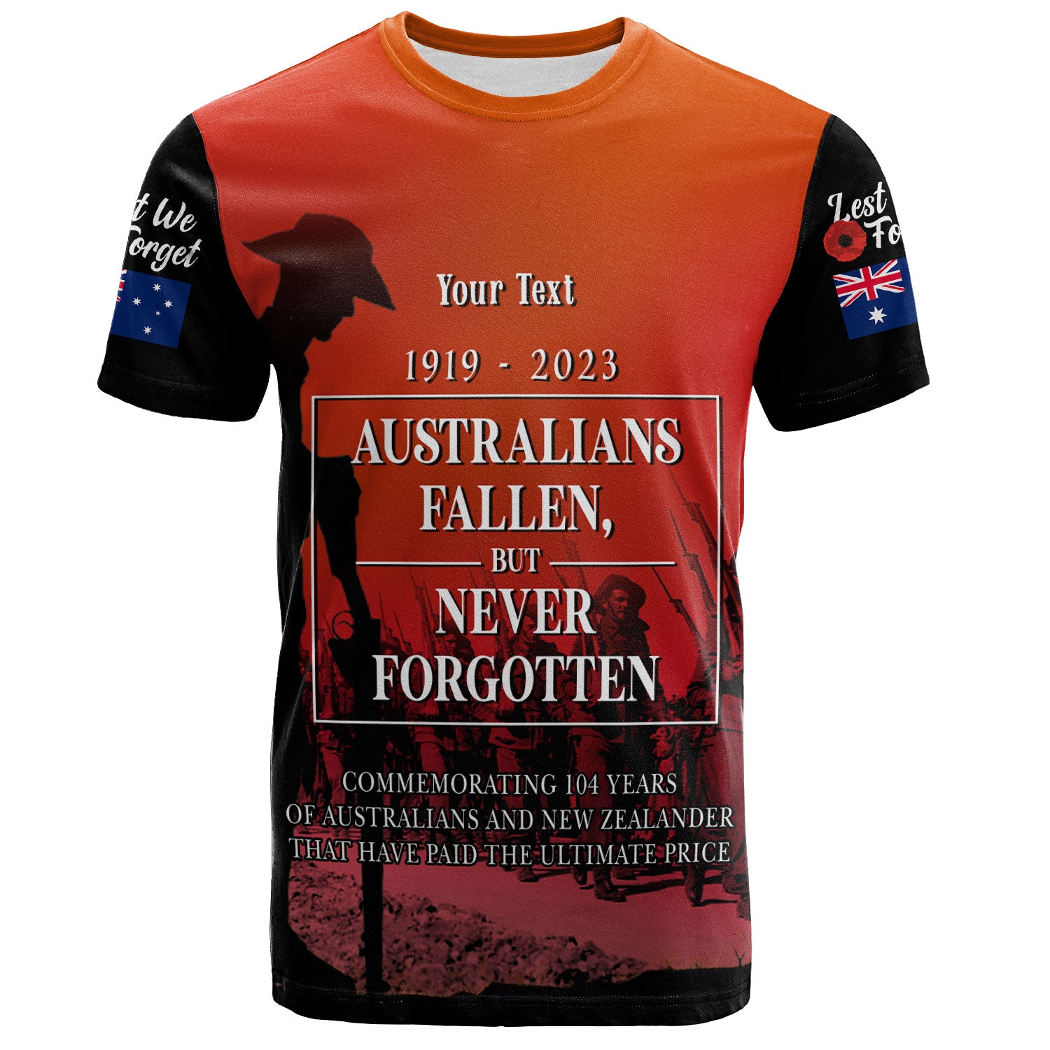 Australia Anzac Day Custom T-shirt - Lest We For Get Anzac Quotes T-shirt - Vibe Hoodie Shop