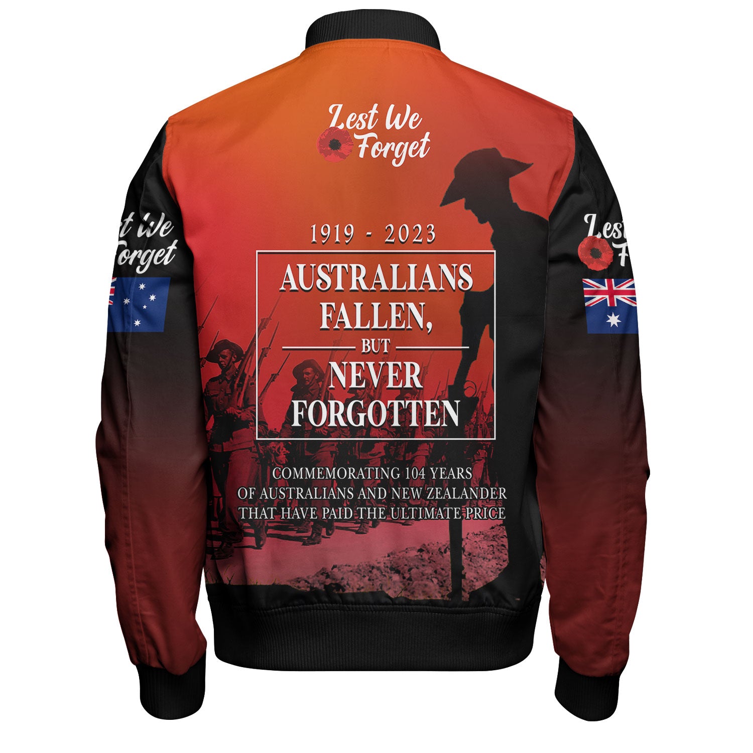 Australia Anzac Day Custom Bomber Jacket - Lest We For Get Anzac Quotes Bomber Jacket - Vibe Hoodie Shop