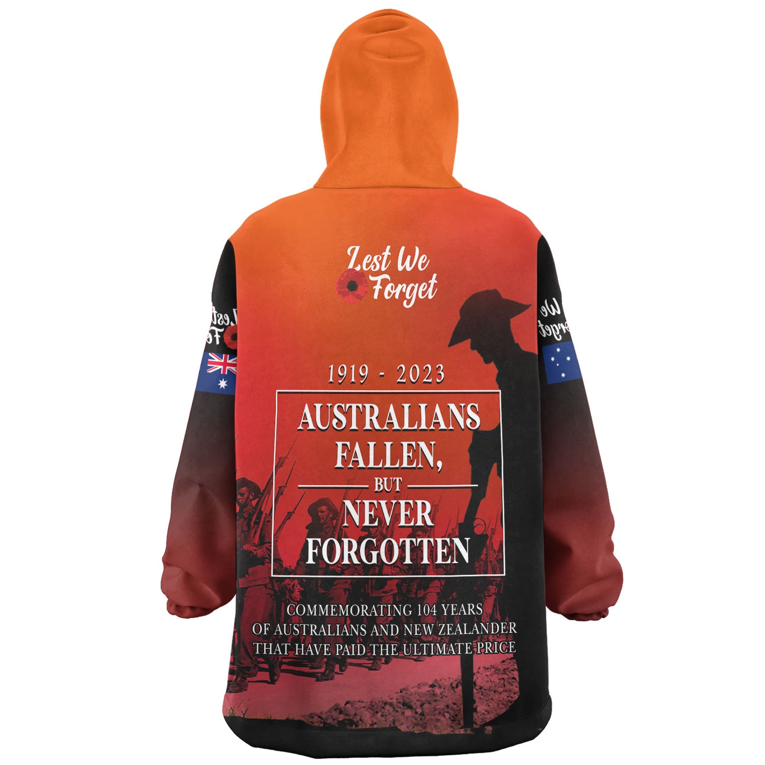 Australia Anzac Day Custom Wearable Blanket Hoodie - Lest We For Get Anzac Quotes Wearable Blanket Hoodie - Vibe Hoodie Shop