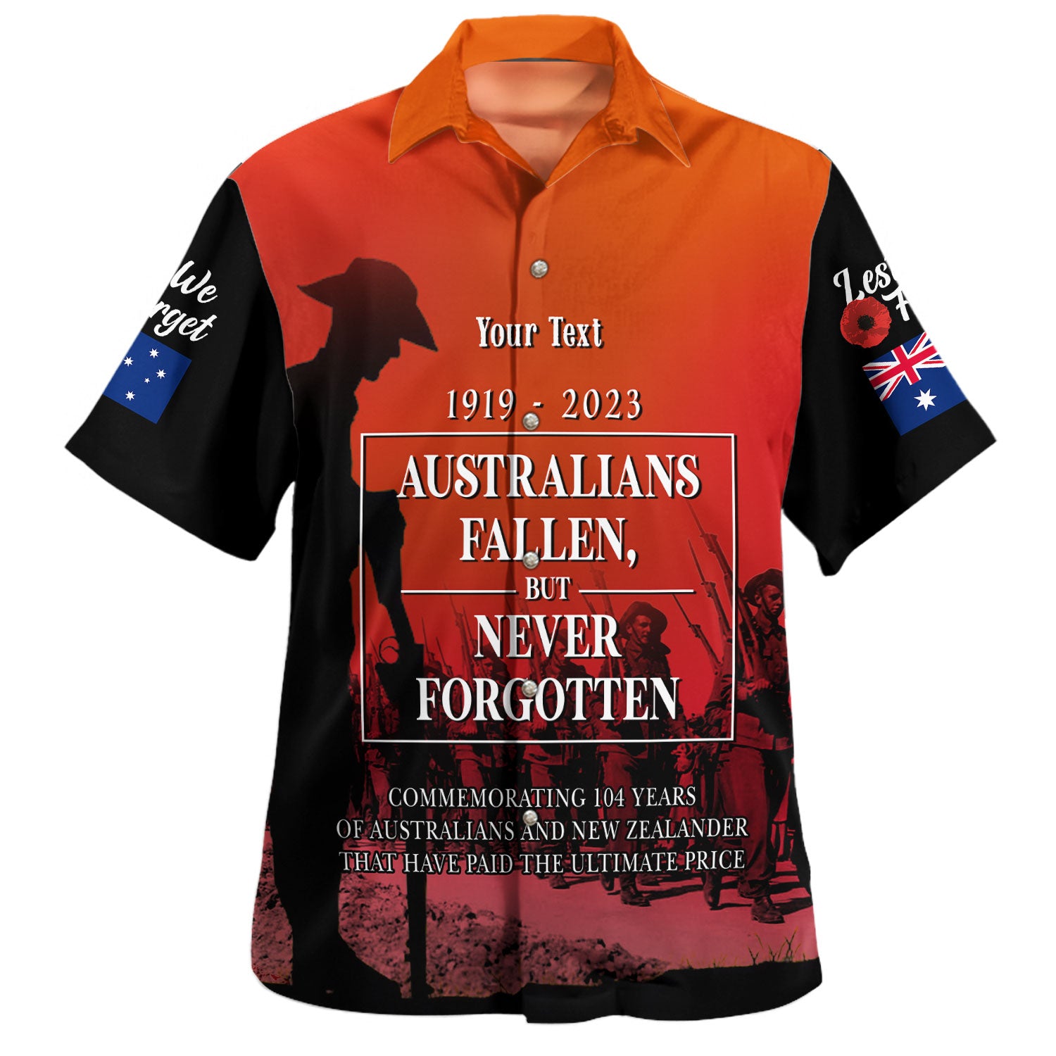 Australia Anzac Day Custom Hawaiian Shirt - Lest We For Get Anzac Quotes Shirt - Vibe Hoodie Shop