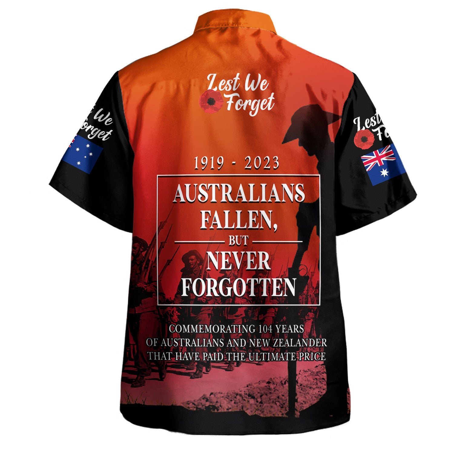 Australia Anzac Day Custom Hawaiian Shirt - Lest We For Get Anzac Quotes Shirt - Vibe Hoodie Shop