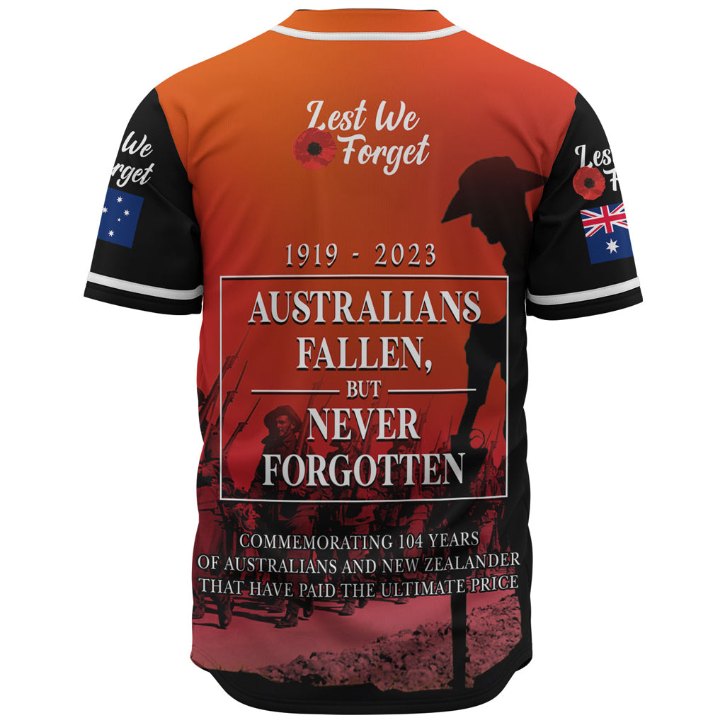 Australia Anzac Day Custom Baseball Jersey - Lest We For Get Anzac Quotes Shirt - Vibe Hoodie Shop