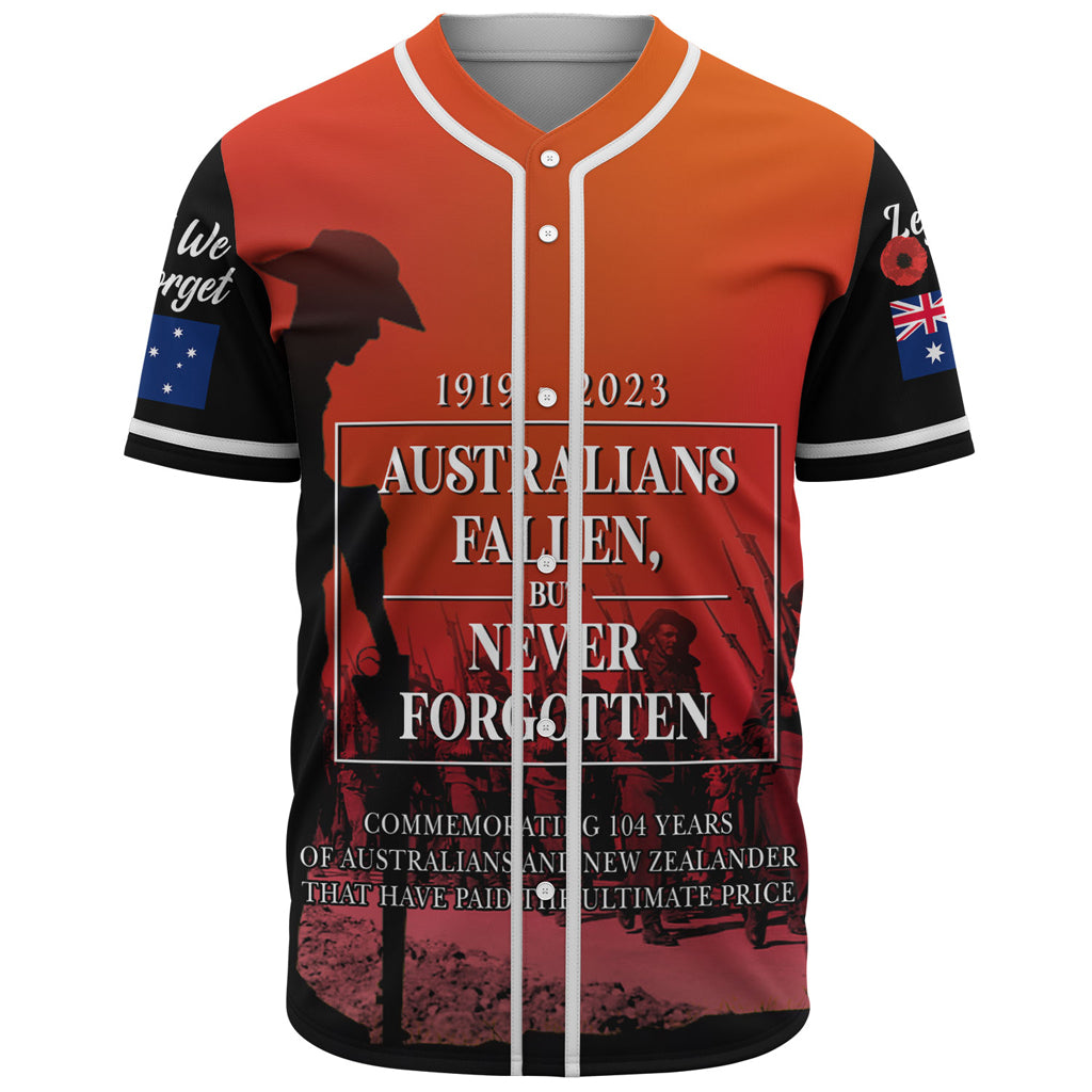 Australia Anzac Day Custom Baseball Jersey - Lest We For Get Anzac Quotes Shirt - Vibe Hoodie Shop