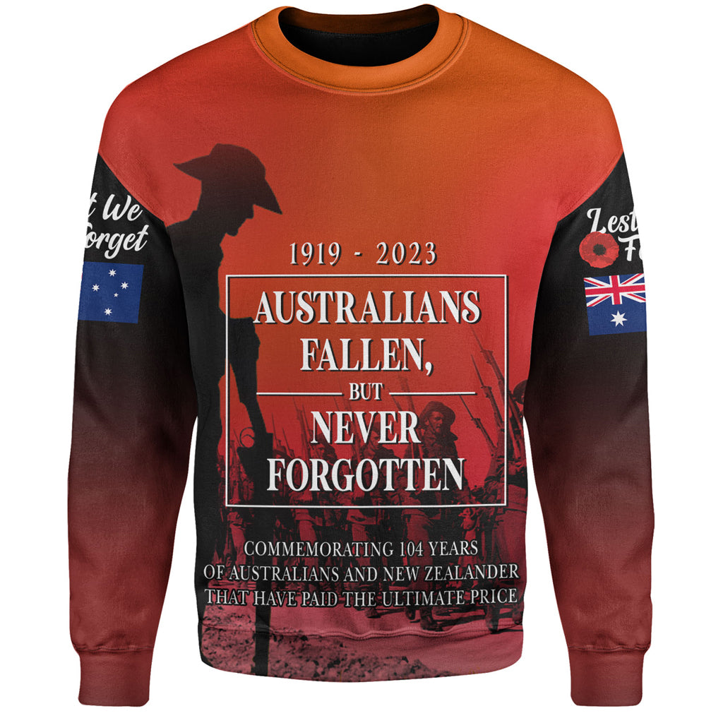 Australia Anzac Day Custom Sweatshirt - Lest We For Get Anzac Quotes Sweatshirt - Vibe Hoodie Shop