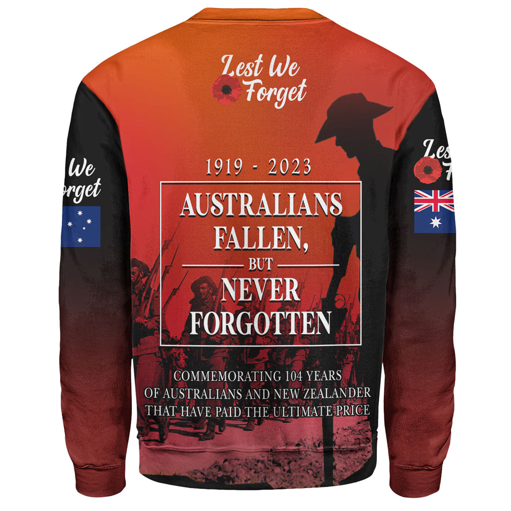 Australia Anzac Day Custom Sweatshirt - Lest We For Get Anzac Quotes Sweatshirt - Vibe Hoodie Shop