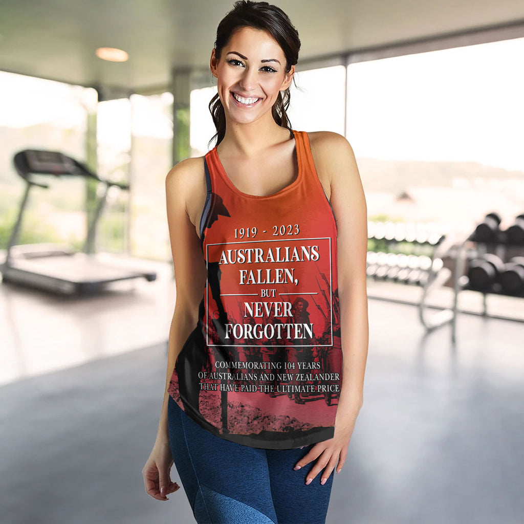 Australia Anzac Day Custom Women Racerback Tank - Lest We For Get Anzac Quotes Tank - Vibe Hoodie Shop