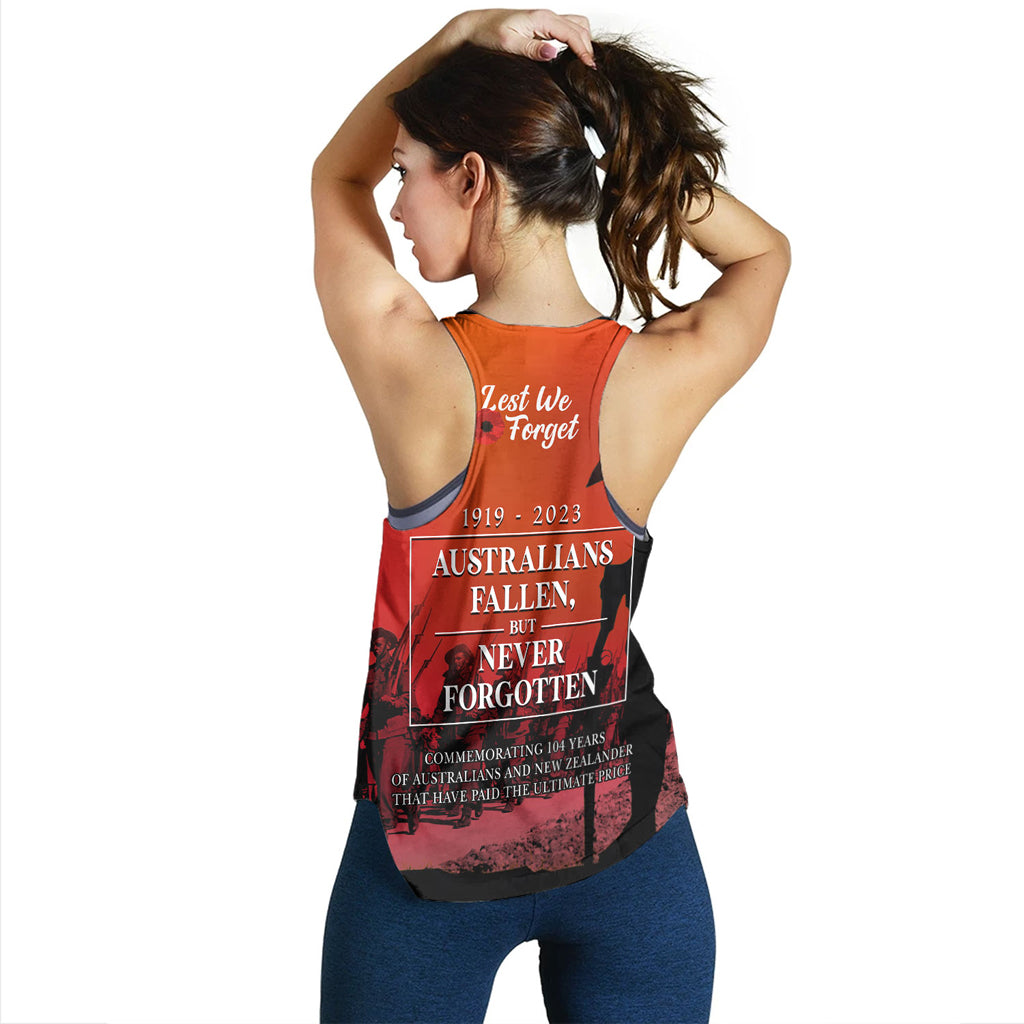 Australia Anzac Day Custom Women Racerback Tank - Lest We For Get Anzac Quotes Tank - Vibe Hoodie Shop