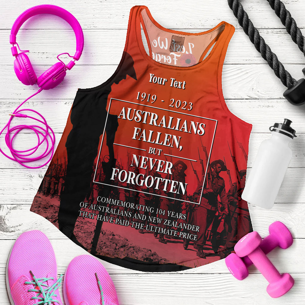 Australia Anzac Day Custom Women Racerback Tank - Lest We For Get Anzac Quotes Tank - Vibe Hoodie Shop